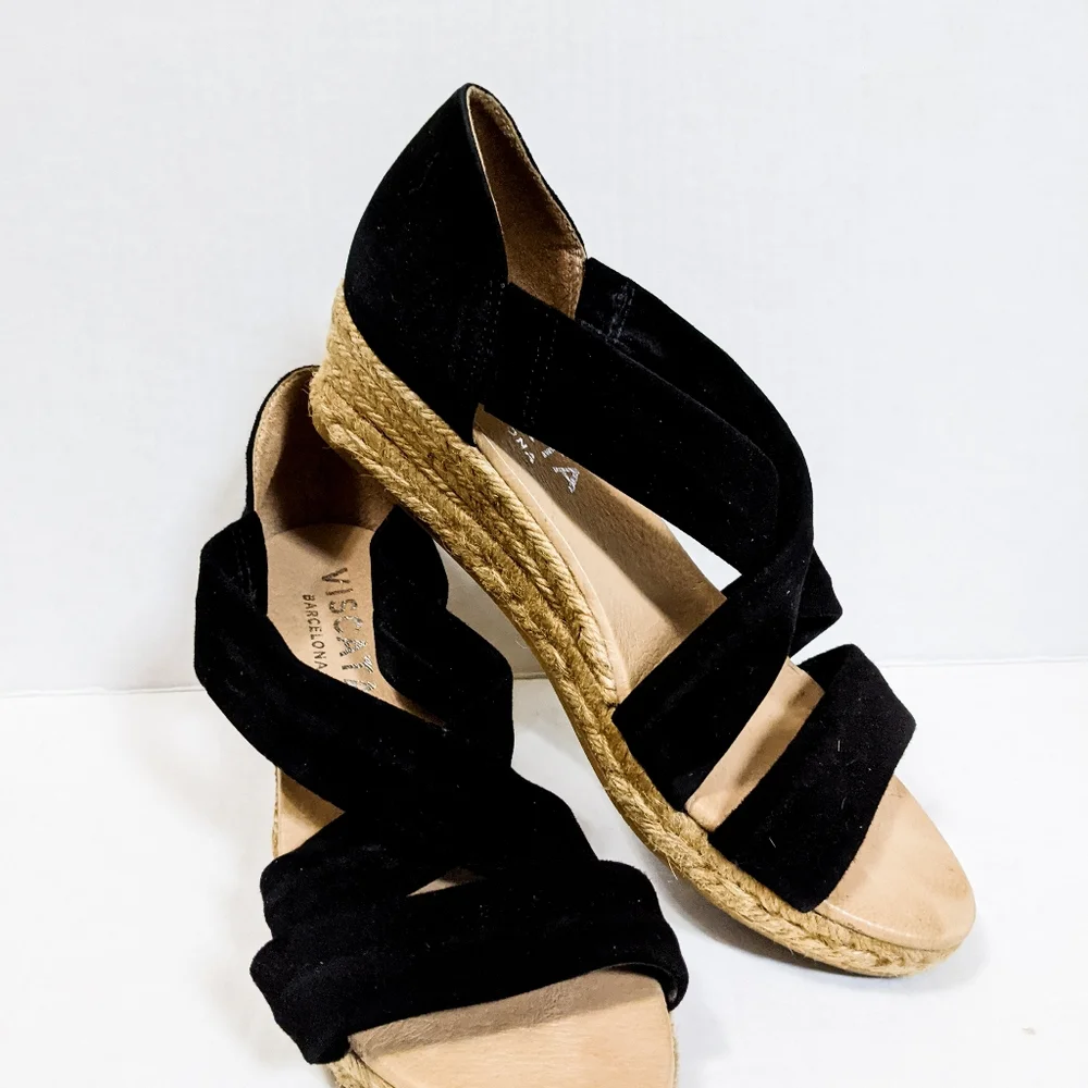 Viscata Barcelona black espadrille wedge sandal